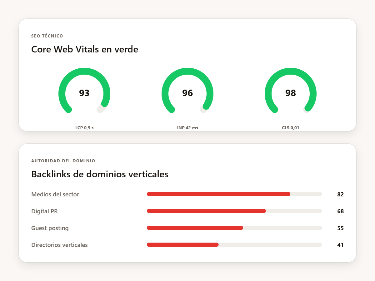 SEO técnico: Core Web Vitals y autoridad de dominio